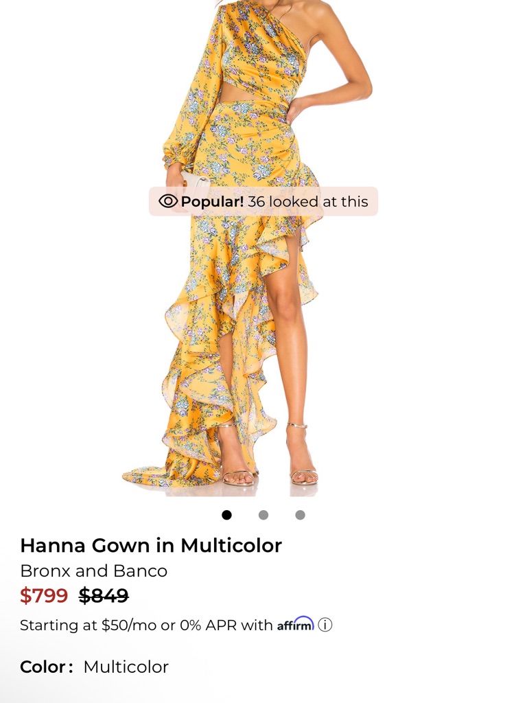 Bronx And Banco Yellow Floral One-Shoulder Ruffle Gown With Multicolor Print